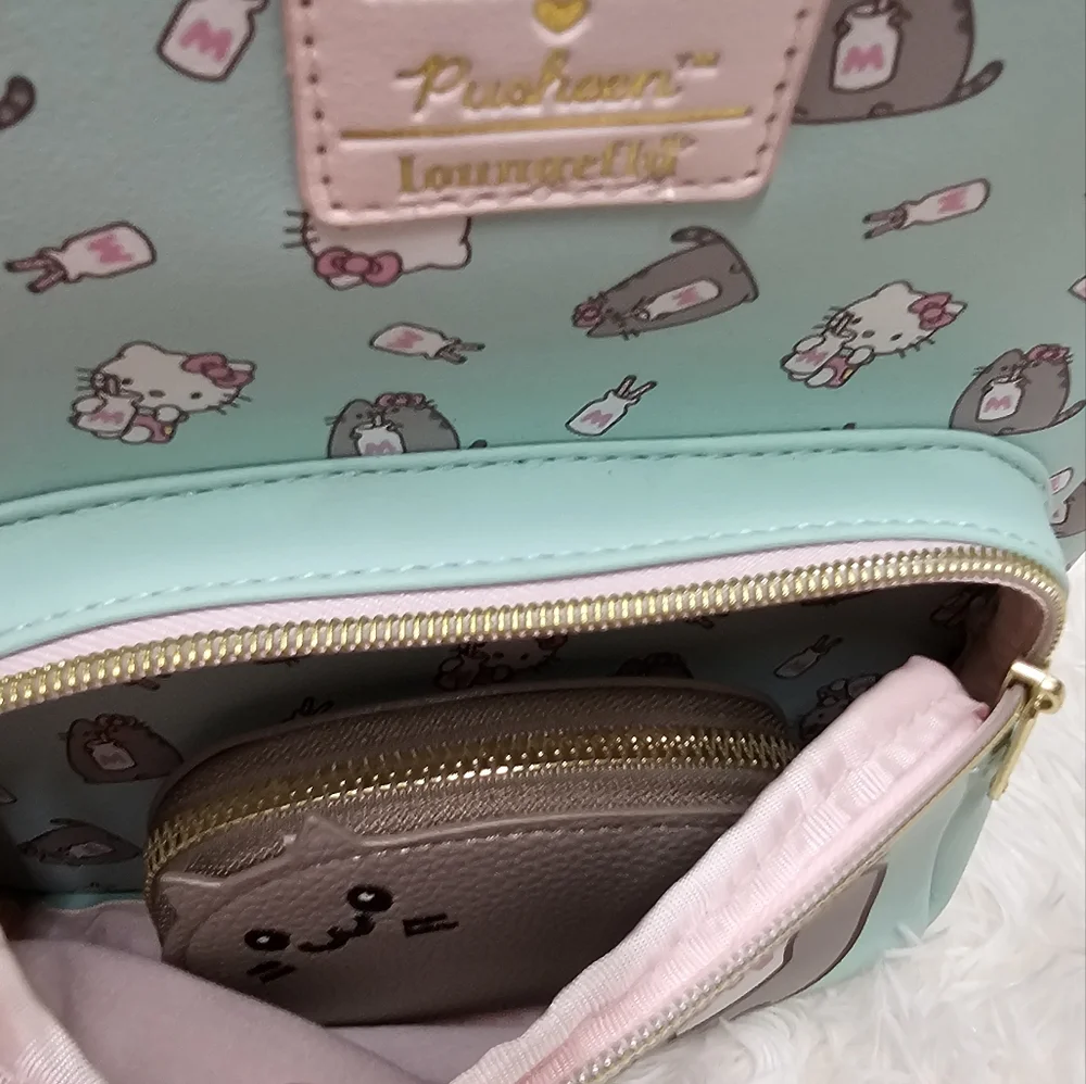 Hello Kitty × Pusheen Loungefly Mini Backpack Leather Cute Girls EUC - Picture 9 of 11